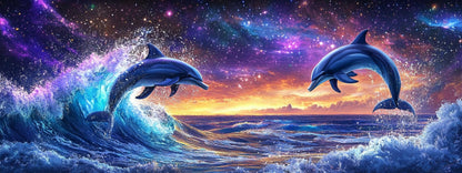 Yomiie Large 5D Diamond Art Kits for Adults, Dolphins Diamond Painting Art Landscape DIY Full Round Drill Kits, Embroidery Rhinestone Diamond Crystal Craft Canvas Home Wall Decor 31.5x11.81 inch