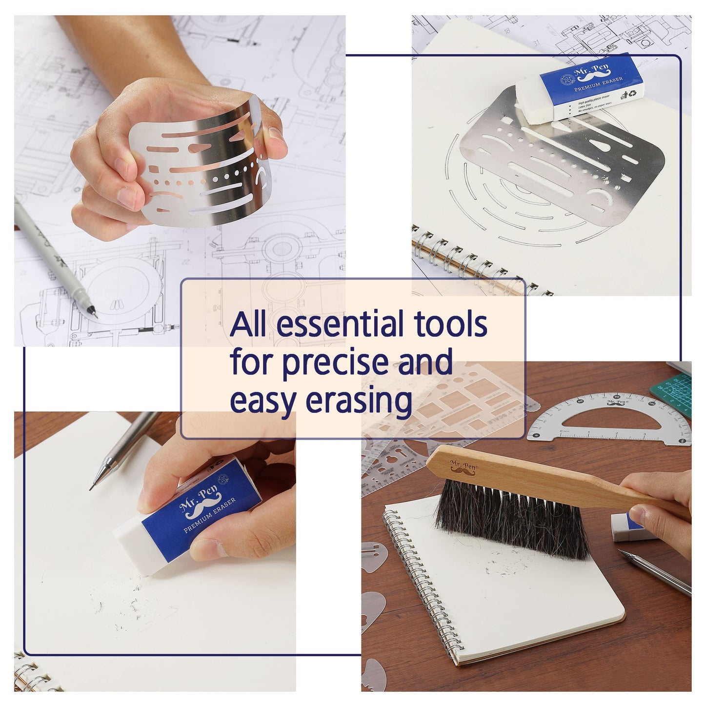 Mr. Pen- Professional Drafting Tools & Geometry Set with Case, 17 pcs, Mechanical Pencil, Fineliners, Scale Metal Ruler, Drawing Templates for Interior Design House Plan, Architect Protractor Set