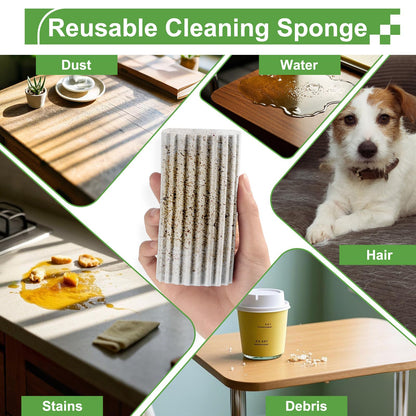 Jeymei 4-Pack Damp Clean Duster Sponge,Gray Damp Dusting Sponge,Duster Baseboard Cleaner Sponge with Ridges,Reusable Wet Duster Sponge,Household Cleaning Sponges for Blinds,Window Track Grooves