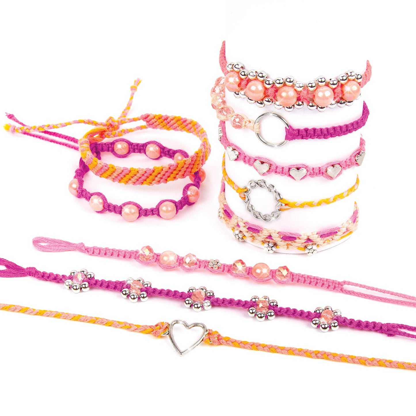 Make It Real - Macrame Friendship Bracelet Making Kit for Girls - Kids String Bracelet Making Kit - Friendship Bracelet Craft Kit w/Thread, Beads & More - DIY Bracelet Kit for Girls 8-10-12-14
