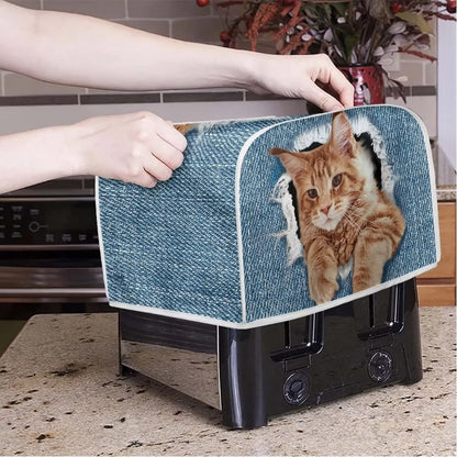 chaqlin Novelty Toaster Oven Cover, 4 Slice Wide Slot Decorative Bread Maker Bag with Cat Design