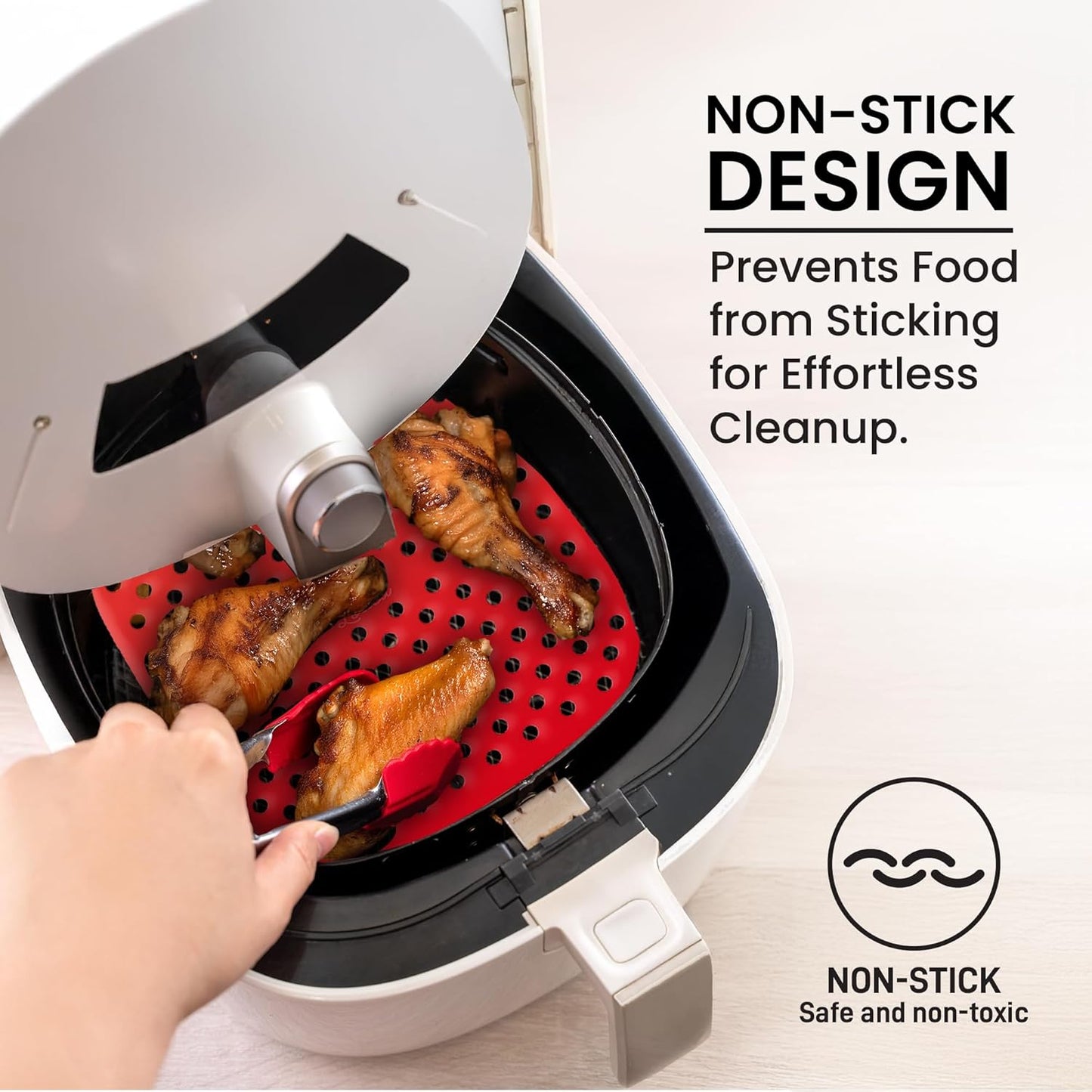 Reusable Air Fryer Liners 3 Pack, 7.5" Square Silicone for 3-5QT or Bigger, Easy to Clean Non-Stick Parchment