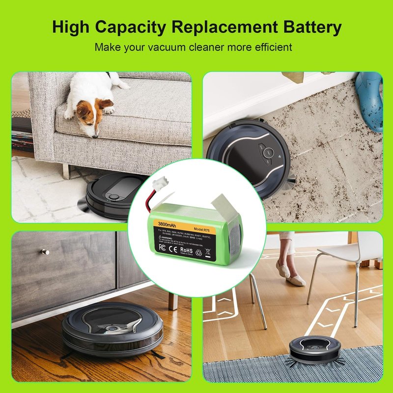 Topwowe Replacement RVBAT850 Battery (3800mAh, 2-Prong Connector) Compatible with Shark Ion R75, R85, RV761, RV850C, RV1000S, RV700_N, RV720_N, UR1000SR