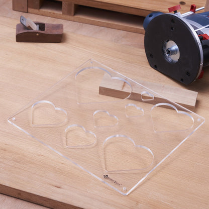 HERMIT TOOLS 12"*10" inches 8-in-1 Heart Inlay Template | Router and Decorative Templates for Woodworking