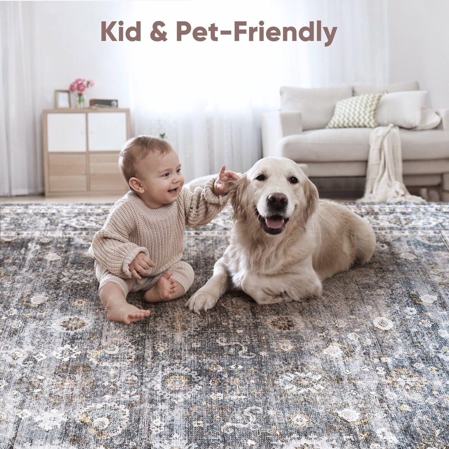 Runners for Hallways Kitchen Runner Rug Non Slip 2'x10' Long Washable Rugs with Rubber Backing Soft Vintage Carpet Runner for Hallways, Kitchen, Laundry, Bedroom, Bathroom (Grey)