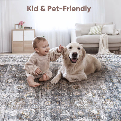 Runners for Hallways Kitchen Runner Rug Non Slip 2'x10' Long Washable Rugs with Rubber Backing Soft Vintage Carpet Runner for Hallways, Kitchen, Laundry, Bedroom, Bathroom (Grey)