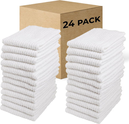 12" 12", 100% Set 24, Living Fashions Bar Mop Cleaning Kitchen Dish Cloth Towels x Cotton, Machine Washable, Everyday