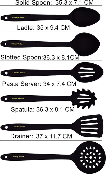 Culinary Couture Aqua Sky Silicone Cooking Utensils Set - Heat Resistant Kitchen Tools with Bonus Recipe Ebook
