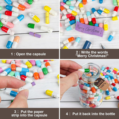 Message in a Bottle Capsule Letters - 101pcs Love Pills Gifts for Boyfriend, Girlfriend, Wife, Friends (Mixed Color)