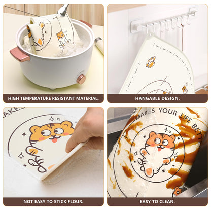 COOKSTYLE 34x24 Inch Extra Thick Silicone Pastry Board, Silicone Baking Mat with Measurements, Non-slip Silicone Mat, Kneading Counter Mat, Non-Stick Dough Mat with Edge Heightening