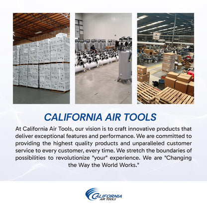 California Air Tools 20060CAD Powerful 6.0 HP Ultra Quiet and Oil-Free Air Compressor, 20 Gallon Tank, 78 dB Noise Level, with Automatic Drain Valve, 220V / 60Hz, Off White