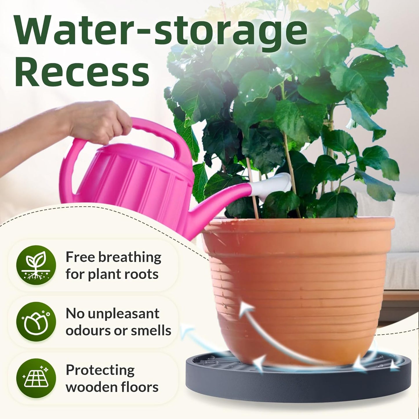 2PCS 12 inches REDHUGO Round Plant Caddy with Hidden Wheels, Heavy Duty Rolling Plant Stand Caddy with Wheels, Pot Base