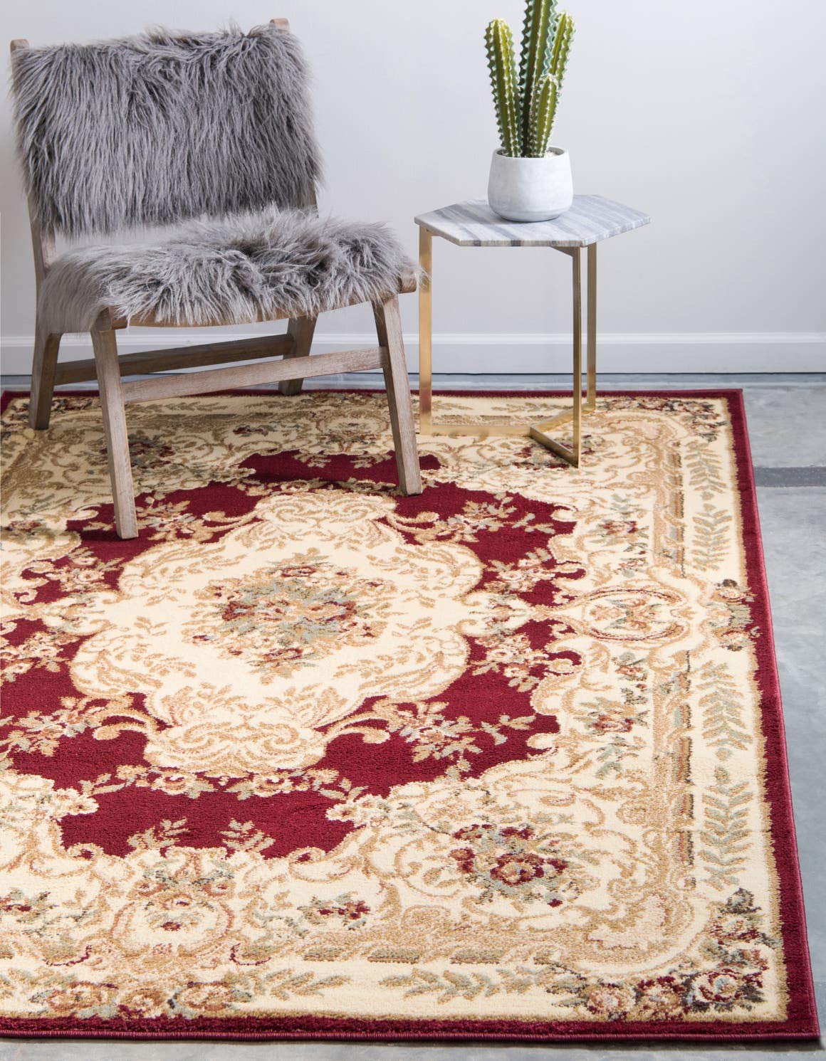 Unique Loom Versailles Collection Traditional Classic Medallion Motif Area Rug (10' 0 x 13' 0 Rectangular, Burgundy/ Ivory)
