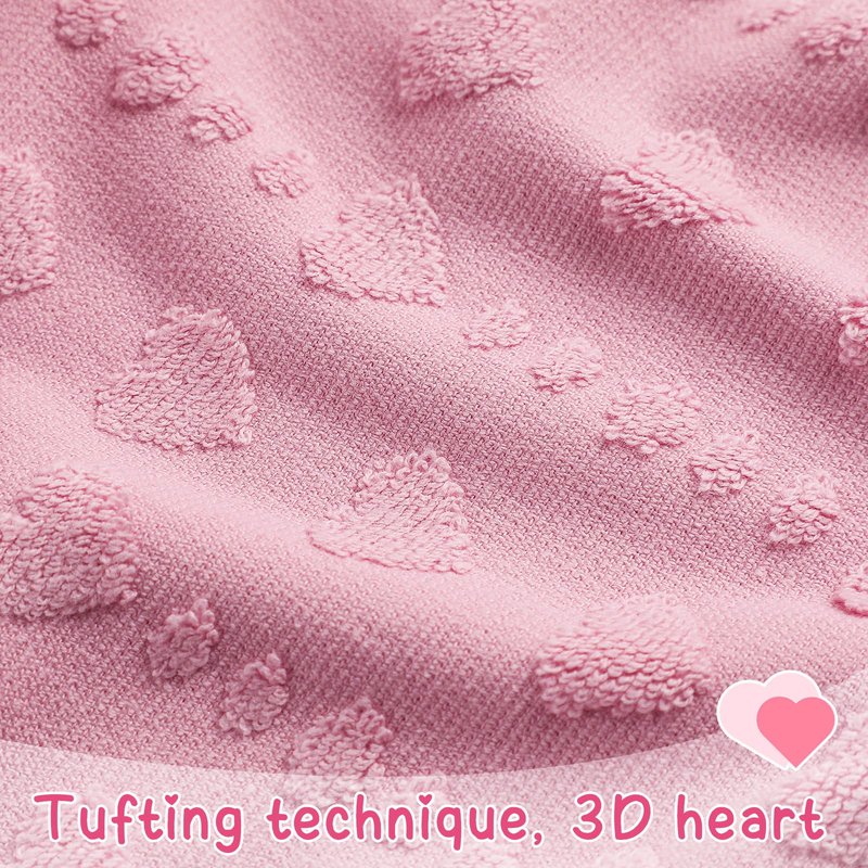 Peryiter 2 Pcs Valentine's Day 3D Heart Hand Towels with Tassel Valentines Decor 100% Cotton Red Pink Bathroom Towel Decorative Absorbent Bath Towel for Kitchen Drying Cleaning, 13.78 x 33.46 Inch