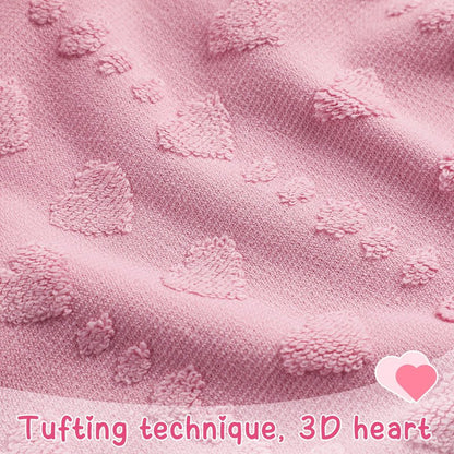 Peryiter 2 Pcs Valentine's Day 3D Heart Hand Towels with Tassel Valentines Decor 100% Cotton Red Pink Bathroom Towel Decorative Absorbent Bath Towel for Kitchen Drying Cleaning, 13.78 x 33.46 Inch