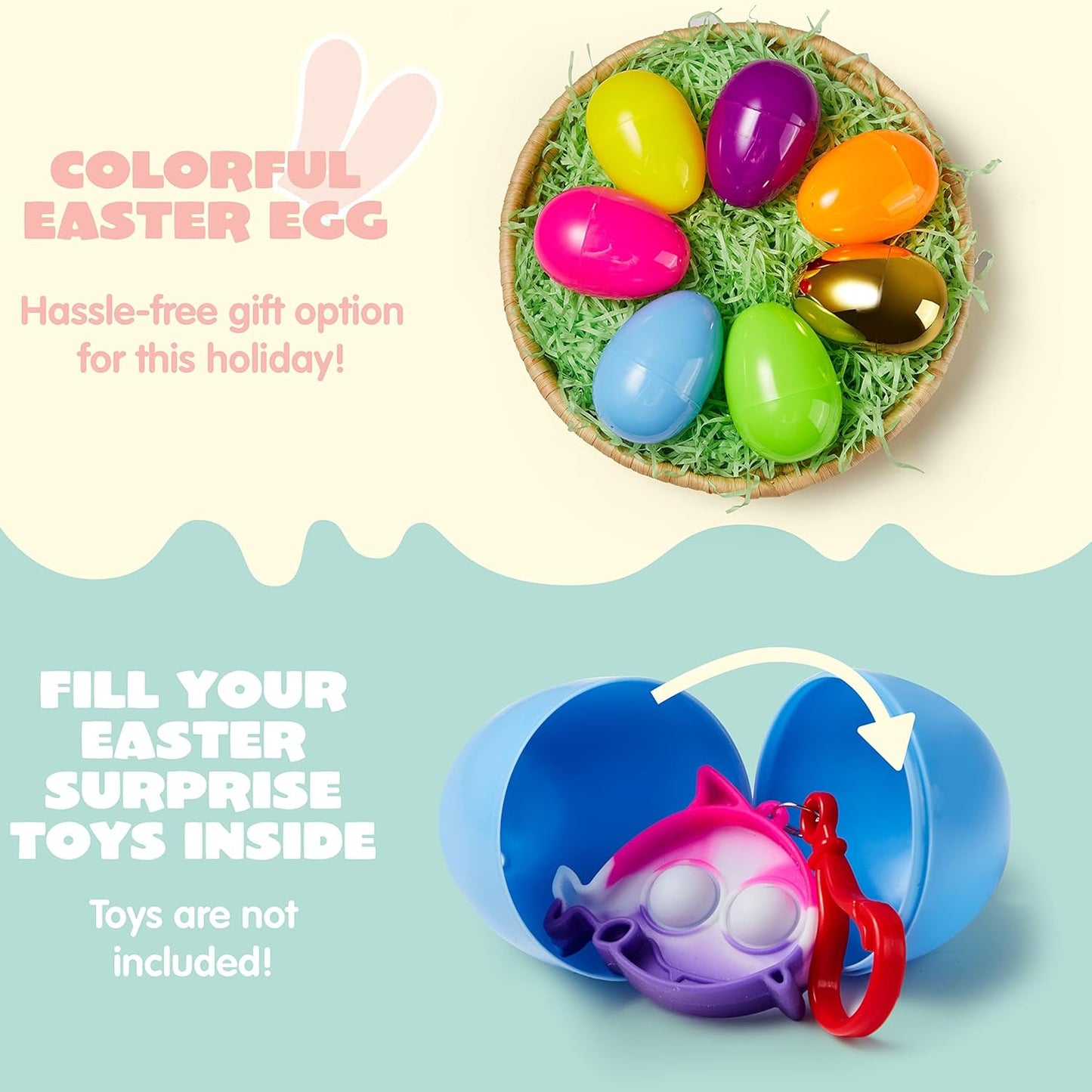 3.15" 494 6 JOYIN PCS Plastic Easter Eggs Golden Eggs, Large Empty Eggshells Fillable for Easter Hunt, Parties, Basket