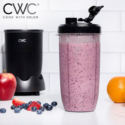 COOK WITH COLOR Personal Power Blender 600W, 24oz Capacity, BPA-Free Jar, Ice-Crushing Blades for Smoothies & More,