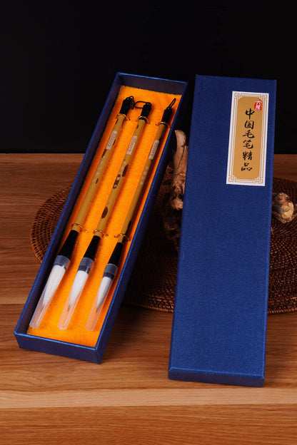 Hbasyp Chinese Traditional Calligraphy Brush/Chinese Calligraphy Watercolor Sumi Drawing Brush Wool/Painting Sumi Set((L + M + S))