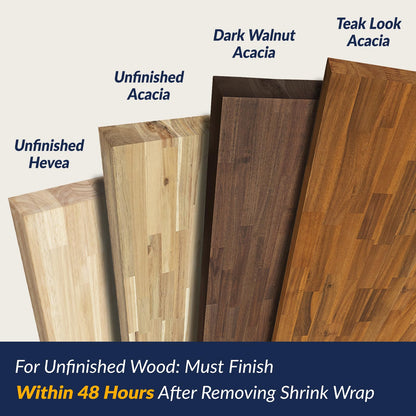 Howizz Butcher Block Countertop 60 x 25 x 1.5 in Thick - Hevea Unfinished Solid Wood Table Top, Wood Countertop for Desk Top, Workbench Top, Kitchen Countertop