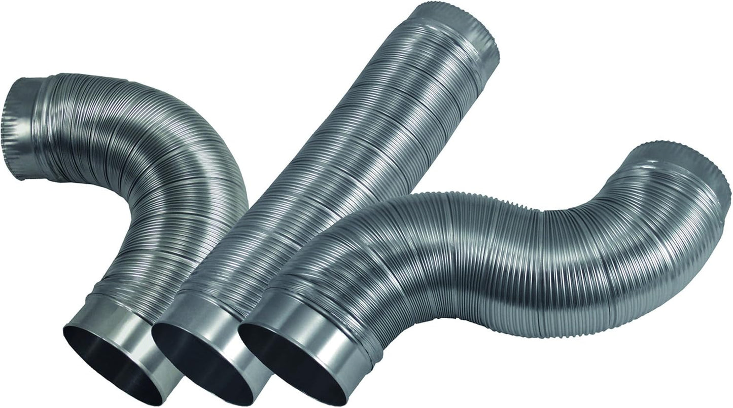Semi Rigid Aluminum Duct Deflecto with Attached Connectors, Silver, 4" x 24" (MAC36024/6)