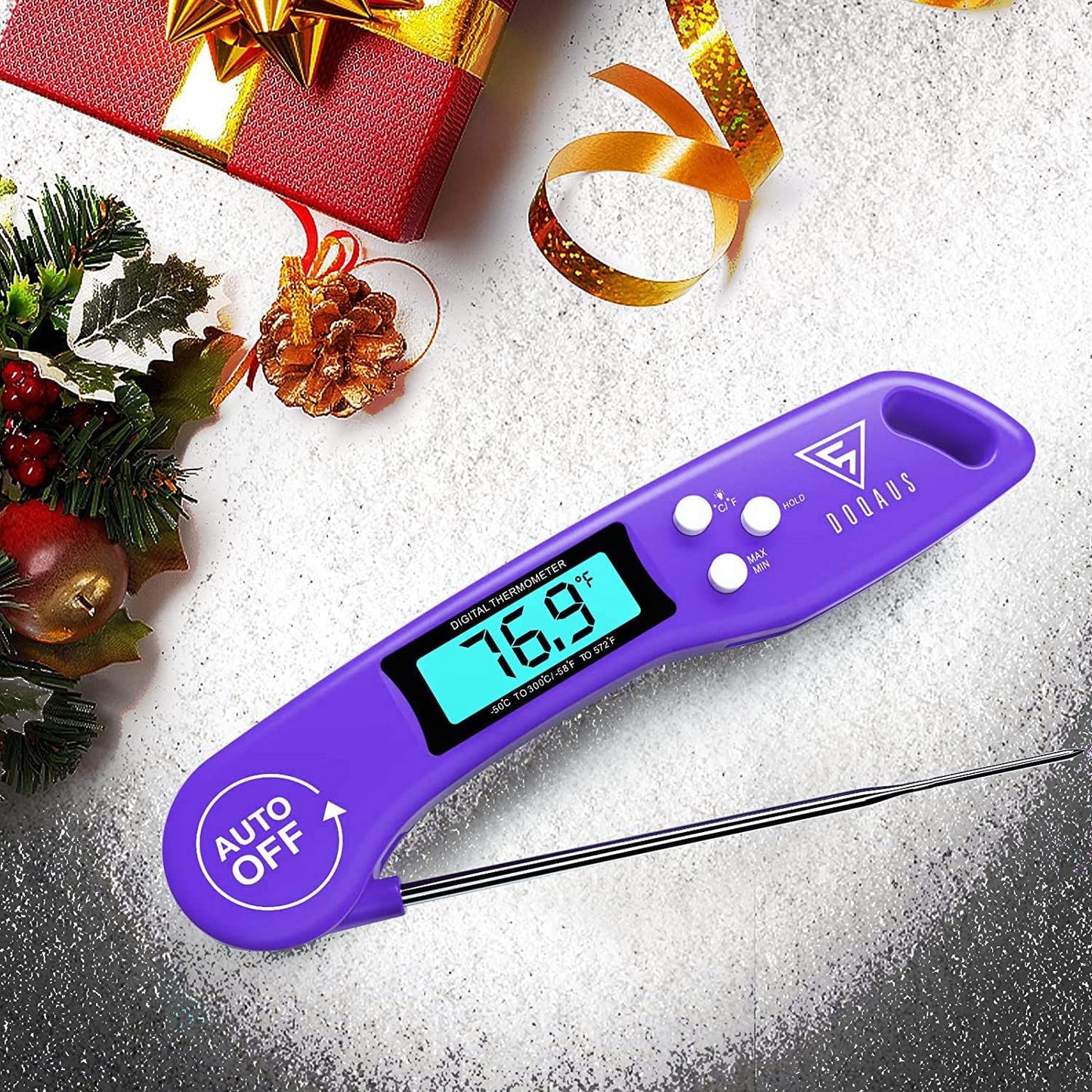 DOQAUS Digital Meat Thermometer, Instant Read Kitchen Probe with Backlit Display for Cooking, BBQ, Baking
