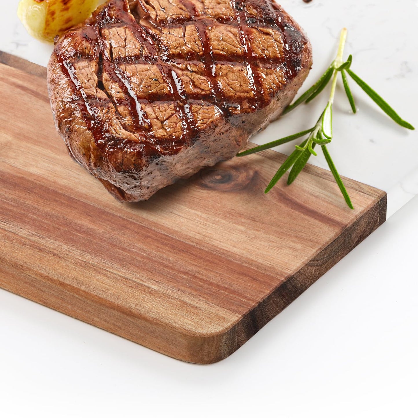 Coloch Marble and Acacia Wood Cutting Board, Charcuterie Chopping Board with Handle, Decorative Serving Board for Cheese, Steak, Bread, Fruit (white)