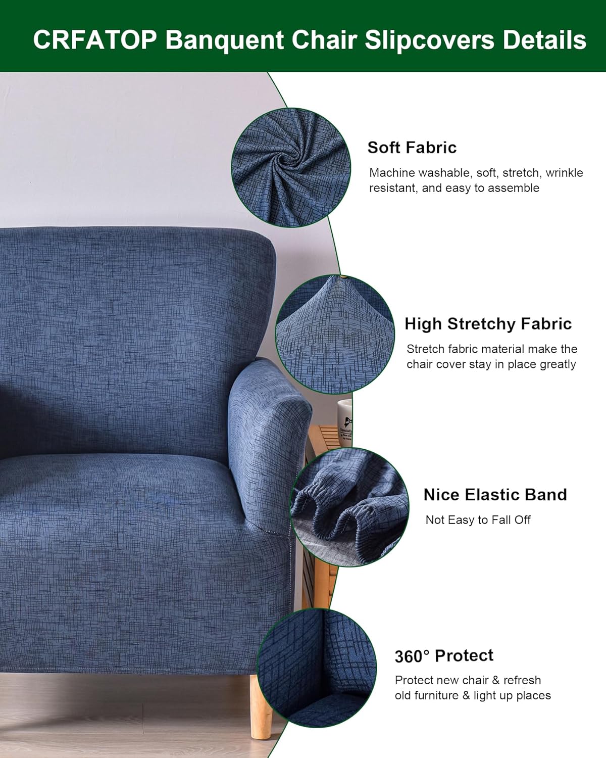 1-Piece Sofa,A16 CRFATOP Stretch Mid Century Modern Armchair Slipcover Accent Chair Covers with Arms Soft Chair