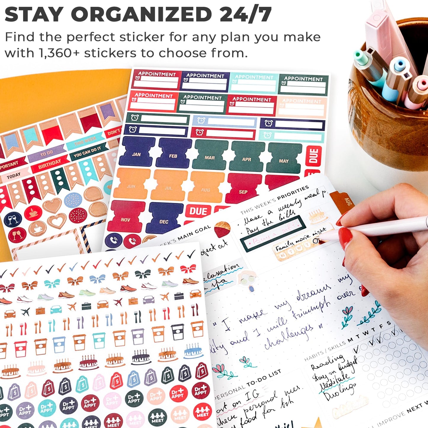 Clever Fox Planner Stickers – 1360+ Aesthetic Monthly, Weekly, Daily, Seasonal, Holiday & Journal Stickers – Journaling & Calendar Accessories for Women, Adults & School, 14 Sheets (Value Pack)