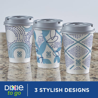 Dixie To Go Paper Coffee Cups With Lids, 12 oz, 156 Count (6 packs of 26 cups), Disposable Insulated Paper Cups for On-The-Go Hot or Cold Beverages