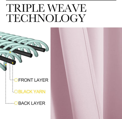 NICETOWN Blackout Curtains - Thermal Insulated Grommet Drapes for Nursery | Baby Pink, 42 x 84 Inches