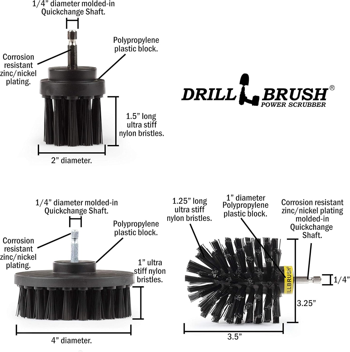 3 Set Safe Wire Brush Alternative - Ultra Stiff Nylon Bristle Scrubbing Brushes - Piece Grill Cleaning - Griddle