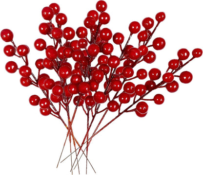 24 pcs Christmas Berries Stems Artificial Red Berry Stems for Christmas Tree Ornaments Crafts Holiday and Home Decor