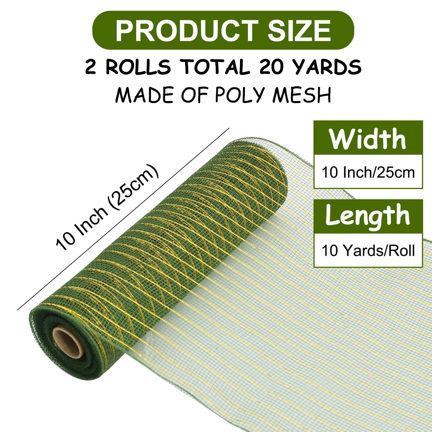 TONIFUL 2 Rolls 10 Inch Sage Green Decorative Mesh Ribbbon Rolls, Fabric Mesh for Wreath Supplies Front Door Wreath Crafts Tree Decor Easter Christmas Thanksgiving Halloween Decor (10 yds/roll)