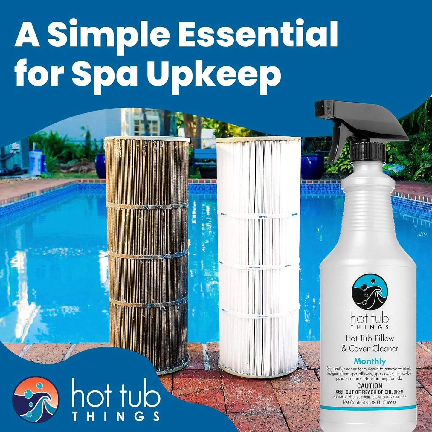 Hot Tub Things Hot Tub Pillow & Cover Cleaner - All-Purpose Cleaner, Alcohol-Free, Foam-Free formula, Removes Lifts