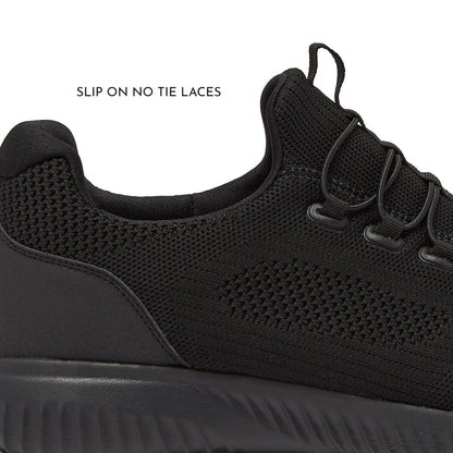 Avia Air Slip On Shoes for Women - Casual Comfortable Athletic Tennis Walking Sneakers for Women with Memory Foam - Black/Black, 9 Wide
