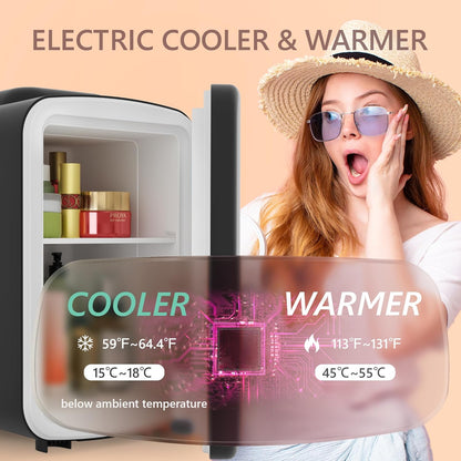 EUHOMY Mini Fridge, 4 Liter/6 Cans Portable Cooler and Warmer for Skin Care, Cosmetics, Beverage, 4L Makeup Mini Fridge