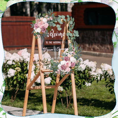 Wedding Arch Decorations 2 Pack - Reusable Artificial Hanging Flowers Floral Swag Greenery Garland for Wedding Welcome Sign Backdrop Bridal Ceremony Reception Backdrop Decoration, Baby Shower