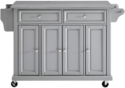Crosley Furniture Full Size Stainless Steel Rolling Kitchen Island Storage Cart, Microwave Stand, Spice Rack, Gray