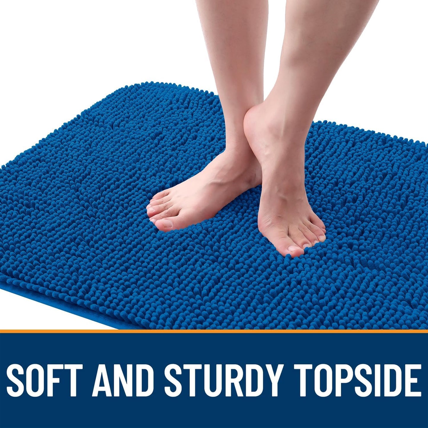 OLANLY Dog Door Mat - Absorbent Non-Slip Washable Doormat for Muddy Paws | 47x17 Deep Navy Blue