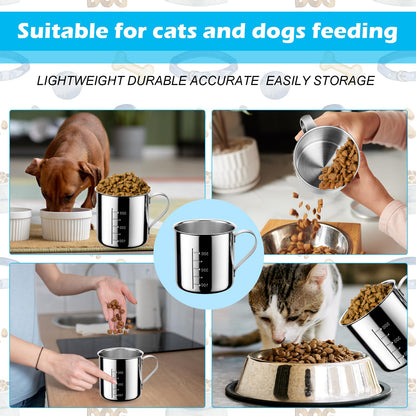 Ashmacdo Dog Food Scoop 2 Cup,304 Stainless Steel Measuring Cups with Handle Pet Food Scoop Cup Measuring Scoop for Dogs, Cats, Birds & Rabbits – Ideal for Dry Food & Treats (2 Cup)