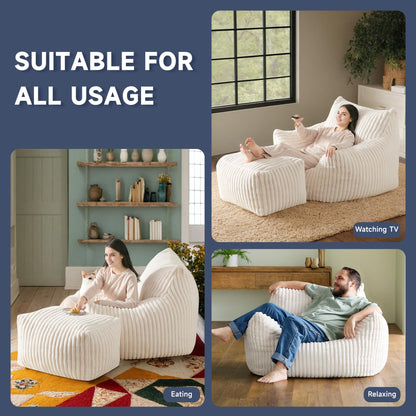Oversized Bean Bag Chair for Living Room Furniture Bean Bag Chairs for Adults- Small Couch & Lounge Accent Chair for Living Room Chairs or Bedroom