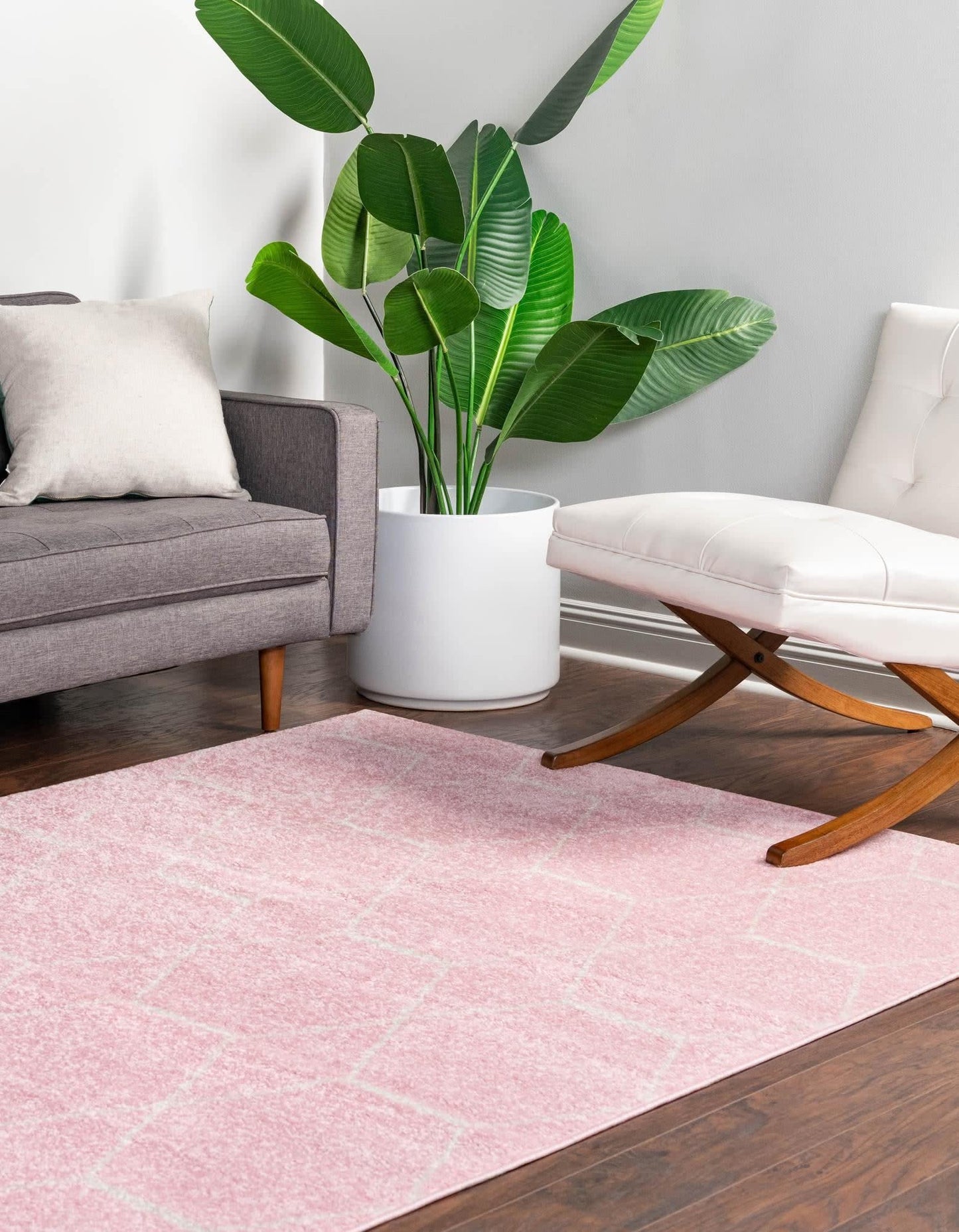 Unique Loom Trellis Frieze Collection Area Rug - Geometric (10' x 13', Light Pink/ Ivory)