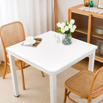 34x34 Inch eeivs White Square Fitted Tablecloth Spandex Stretchable End Tables Cover with Elastic Edge Table Cloth Card