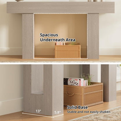 Airynee 63 Inches Long Console Table for Entryway with Drawers, Wooden Sofa Table Behind Couch, Industrial Entry Table for Living Room, Foyer, Hallway, Grey