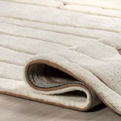 Rugs USA Nazco Cream, 6' x 9', Handmade, Abstract, New Zealand Wool, Soft and Cozy, High Traffic, Stain Resistant, Easy Clean, Durable Runner for Bedroom, Living Room, Dining, Den, Foyer