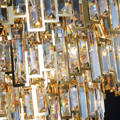 ANTILISHA Gold Crystal Chandelier Lighting Foyer Hall Entry Way Chandeliers Light Fixture for High Ceiling Sloped Pendant Hanging French Empire Style Round Large 31.5 inch