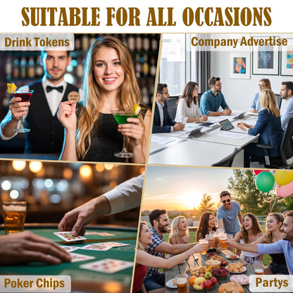 ZLYXIU 30-1000pcs 40mm Custom Wooden Drink Tokens,Double-Sided Laser Engraved with Logo,Text or Images,Personalized Round Wood Chips for Bars,Weddings,Parties,Corporate Events Promotions