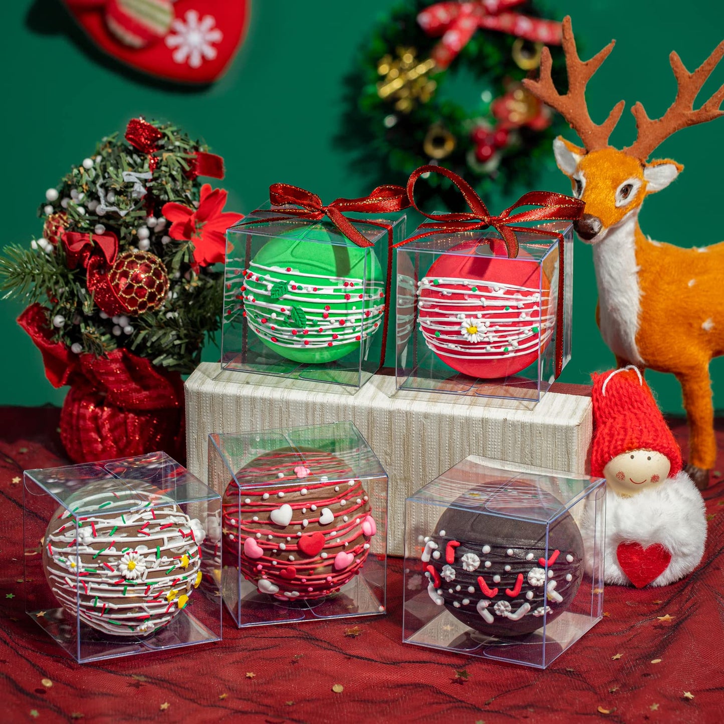 TEMLQPACK 50 Pack 3x3x3 Inch Clear Hot Chocolate Bomb Boxes - Christmas & Birthday Gift Boxes