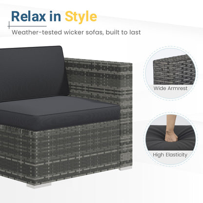 Wisteria Lane Outdoor Patio Furniture Set, All Weather Wicker Rattan Sectional Sofa, Patio Conversation Set with Cushions & Glass Coffee Table for Backyard Porch Garden Balcony, Grey
