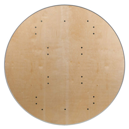 Flash Furniture Fielder 4-Foot Round HEAVY DUTY Birchwood Folding Banquet Table with METAL Edges
